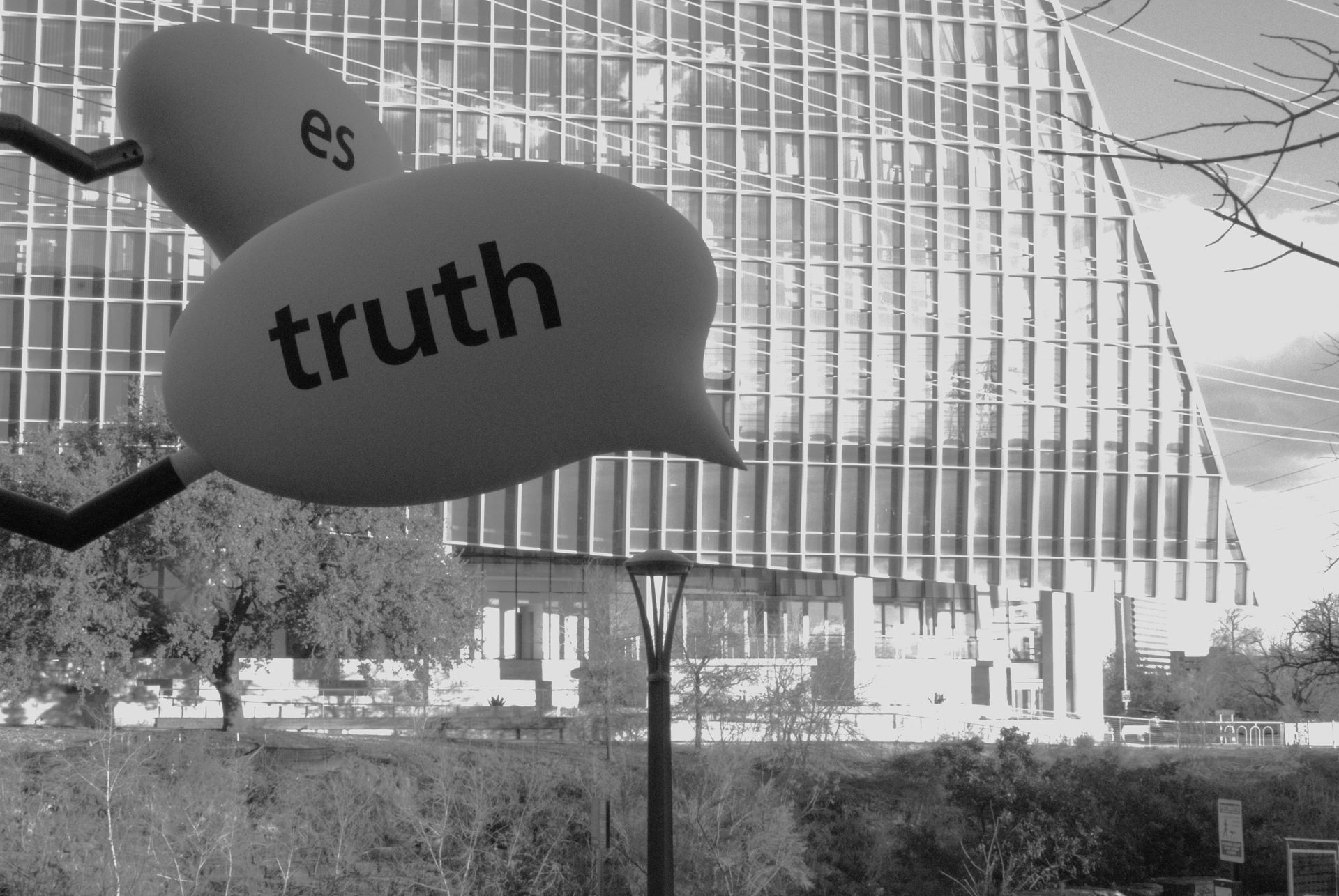 A sculpture in Austin Texas with the word