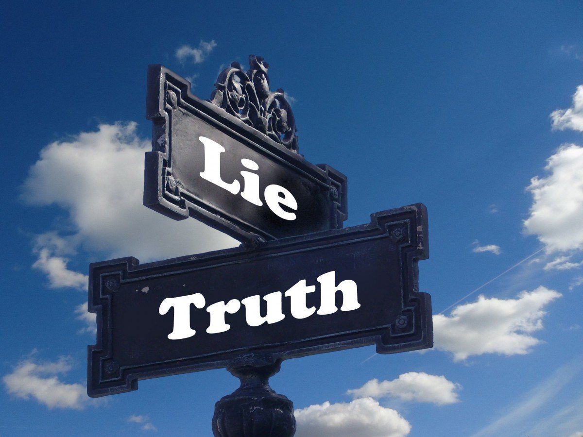 Street sign with Lie and Truth