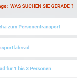 Starten Sie jetzt den Online Beraterk Online Berater starten - für Rikschas, Rollstuhltransporter und Spezialräder