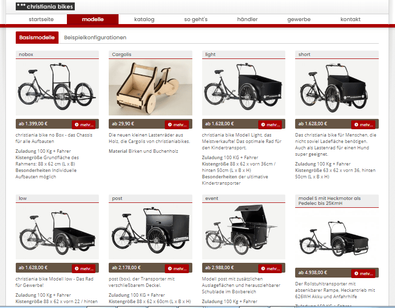 Starten Sie den Lastenrad-Konfigurator per Maus-Klick Christiania Bikes Lastenräder komfortabel online konfigurieren