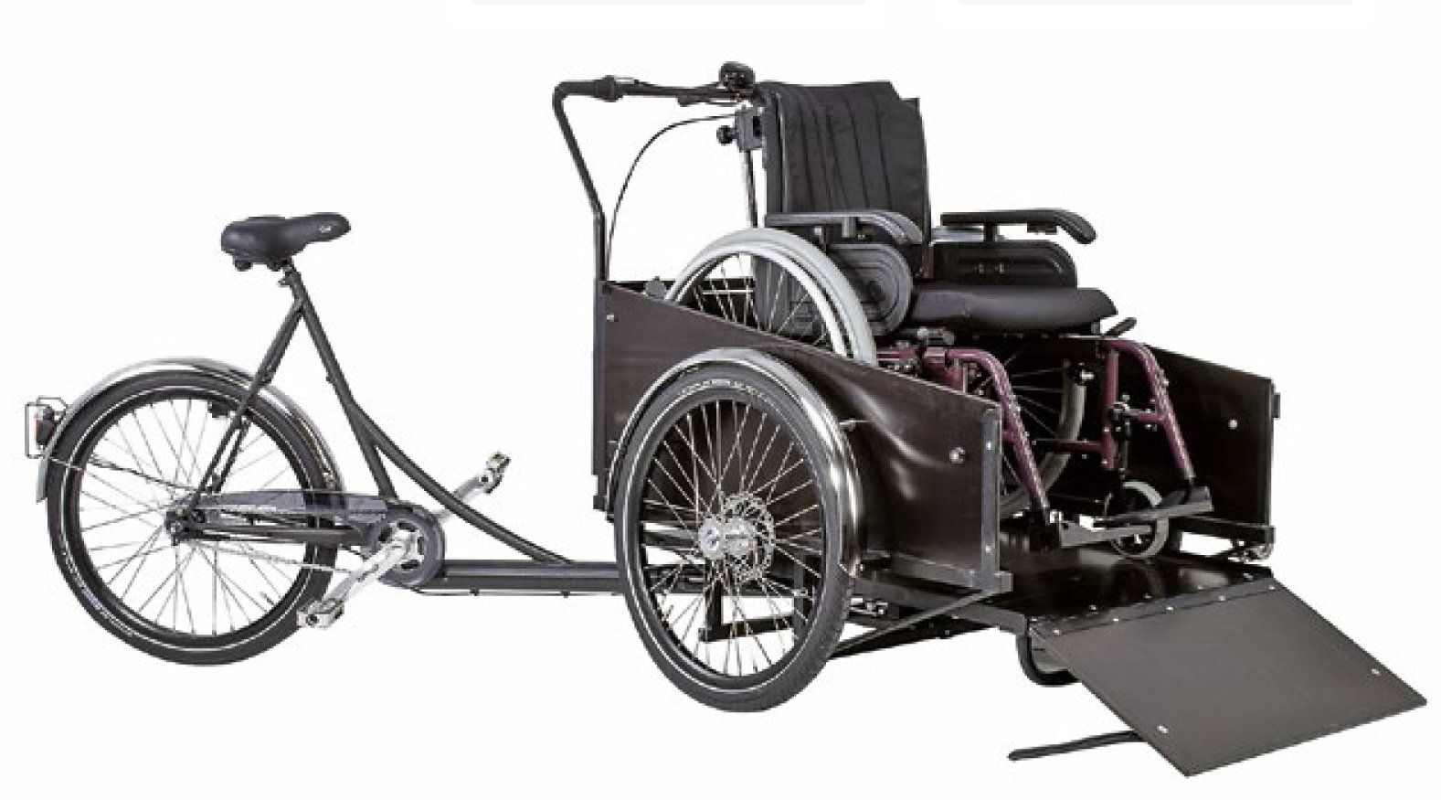 Den Rollstuhl-Transporter MODELL S (Christiania Bikes) gibt es bei veloprojekt