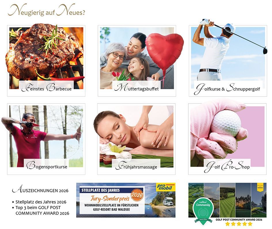 Banner Übersicht Kacheln Neuigkeiten Fuerstliches Golf- und Natur-Resort