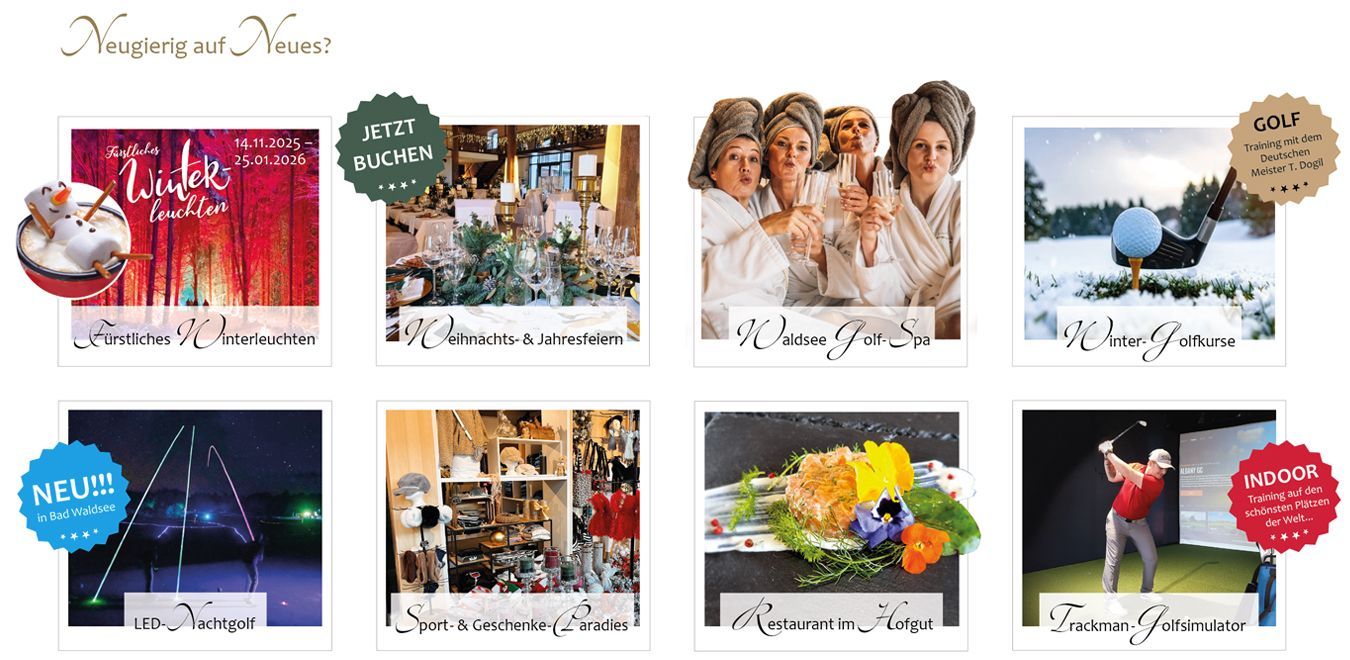 Banner Übersicht Kacheln Neuigkeiten Fuerstliches Golf- und Natur-Resort