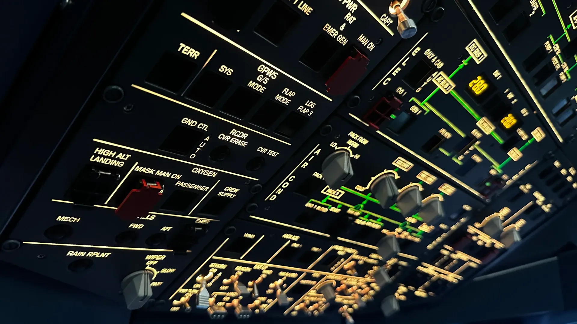 Bedienelemente im Airbus A320 Full Motion Flugsimulator