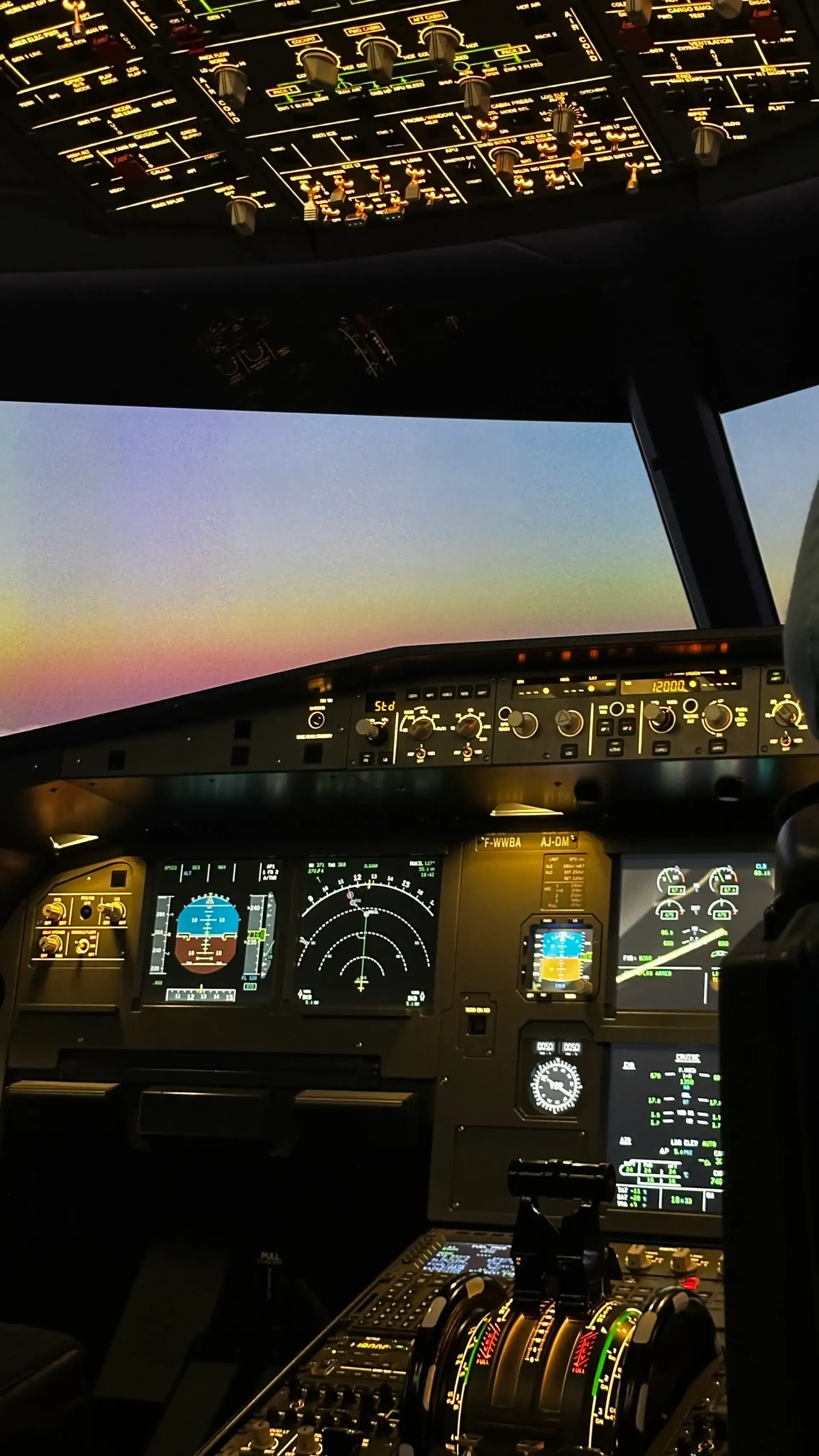 Airbus A320 Cockpit im Full Motion Flugsimulator nahe Frankfurt