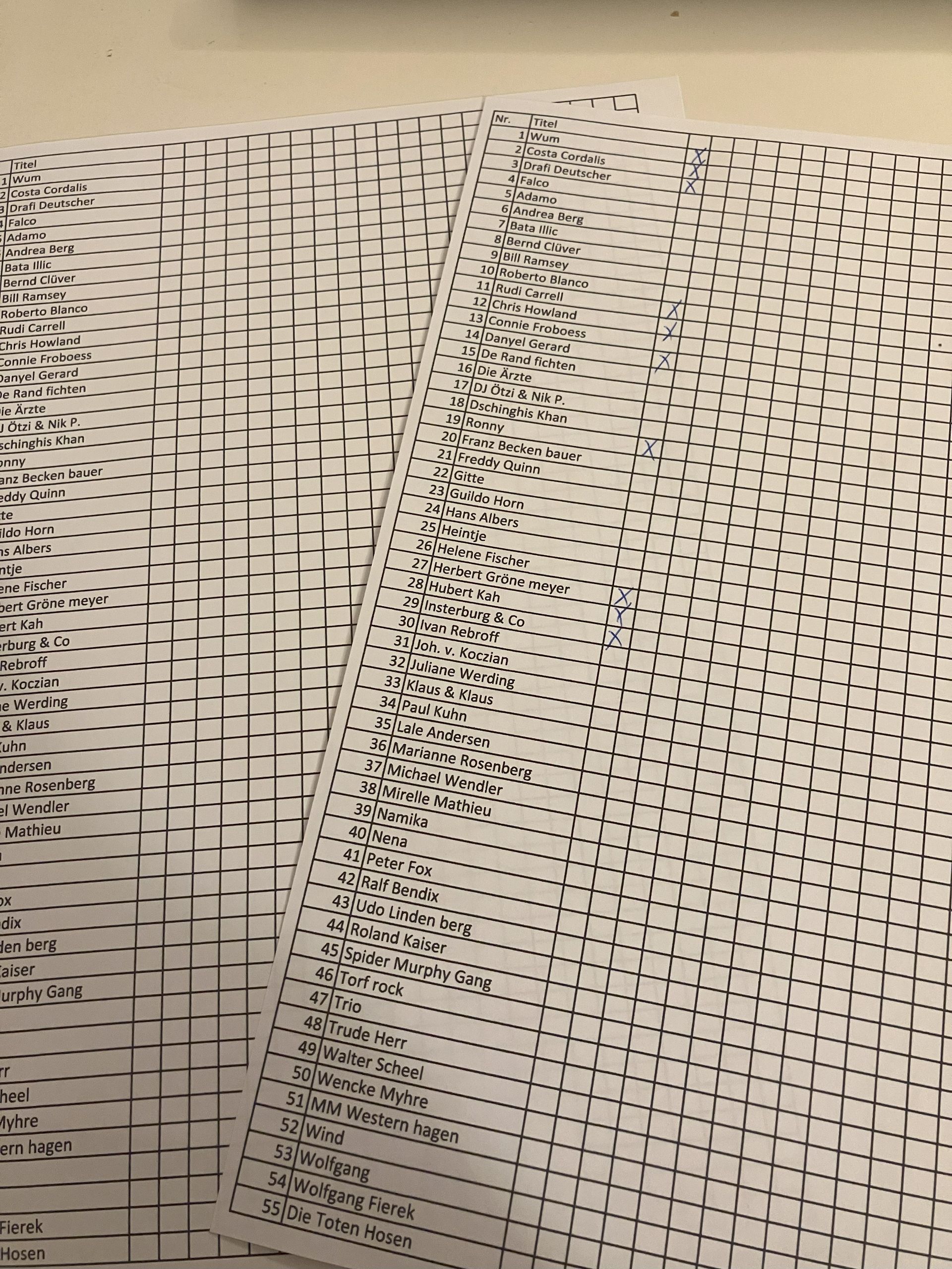 Bingo Abstreichliste