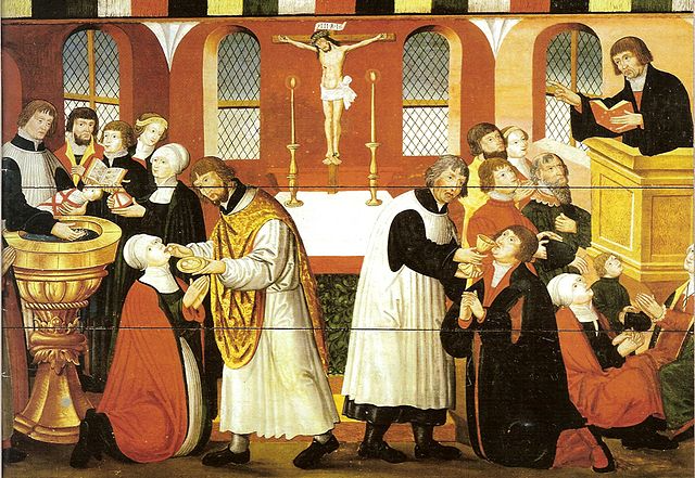 Altarpiece of the Church of Torslunde, 1561,  Martin Luther Preaching
