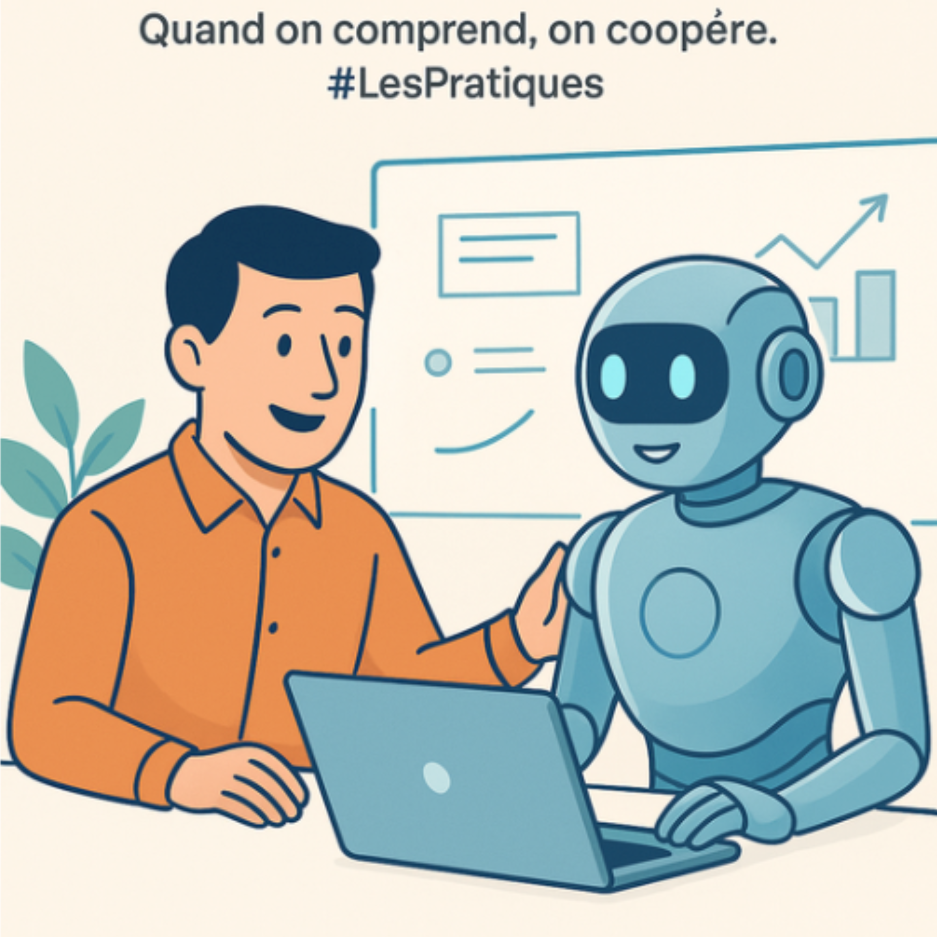 Un homme travaillant avec une interface d’intelligence artificielle sans crainte