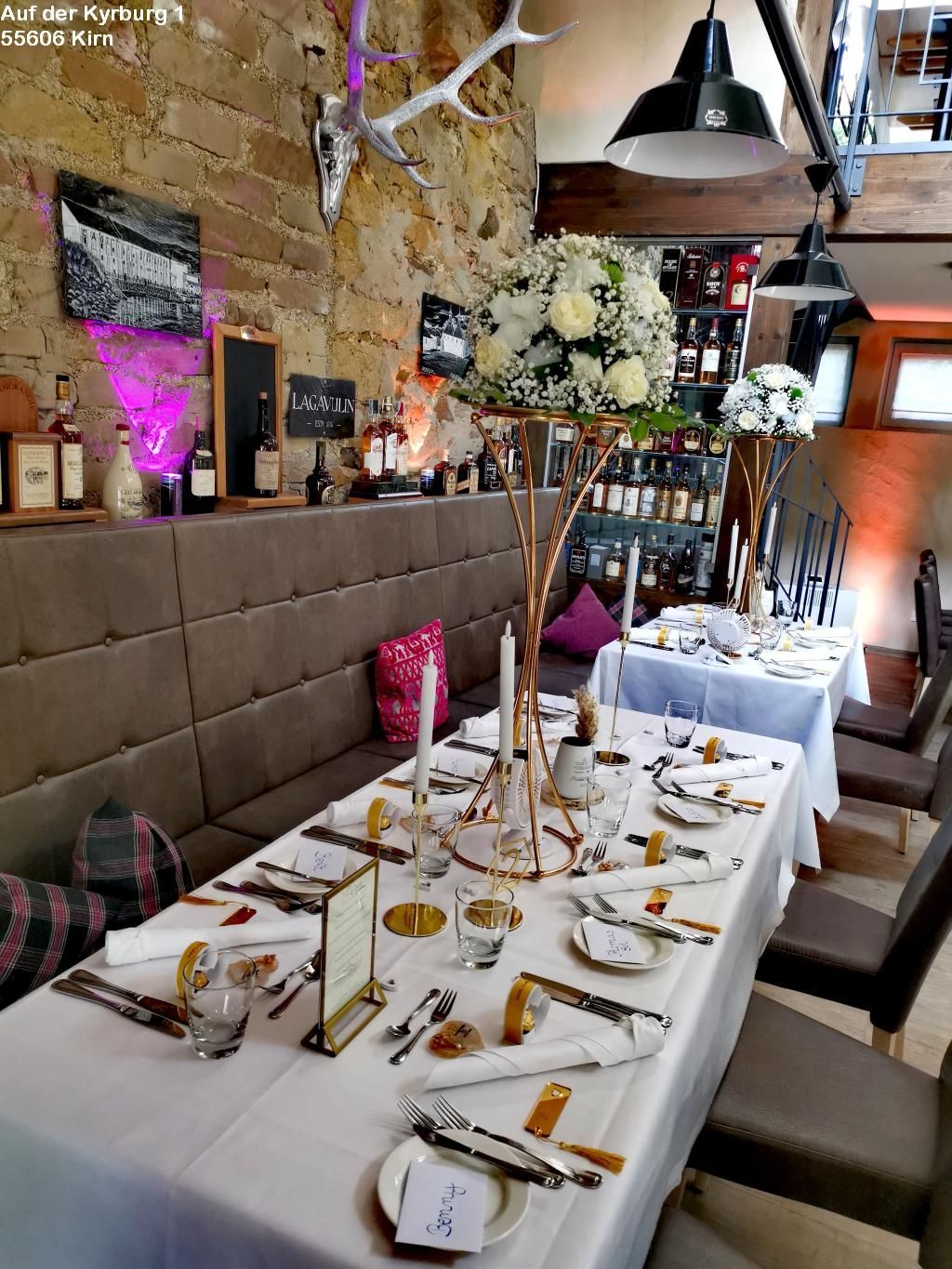 Tischdeko im Castle Inn der Kyrburg