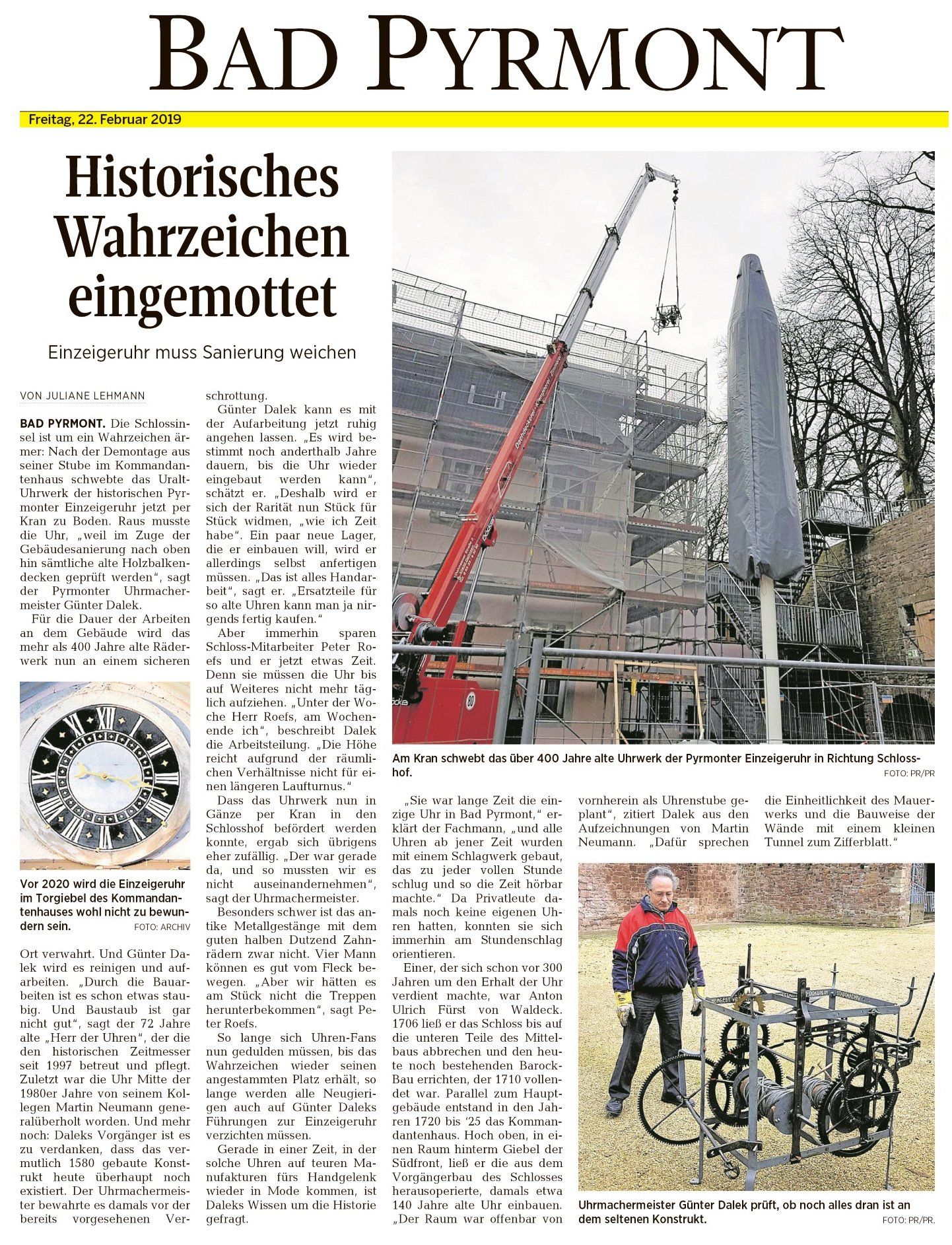 Bericht der Dewezet vom 22.02.2019