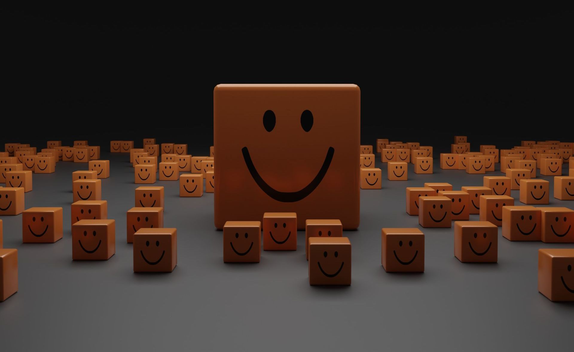 Orangene Würfel mit einem Smiley