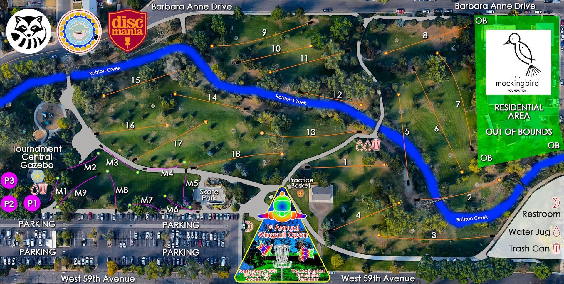 1st Wingsuit Open disc golf tournament course map v2