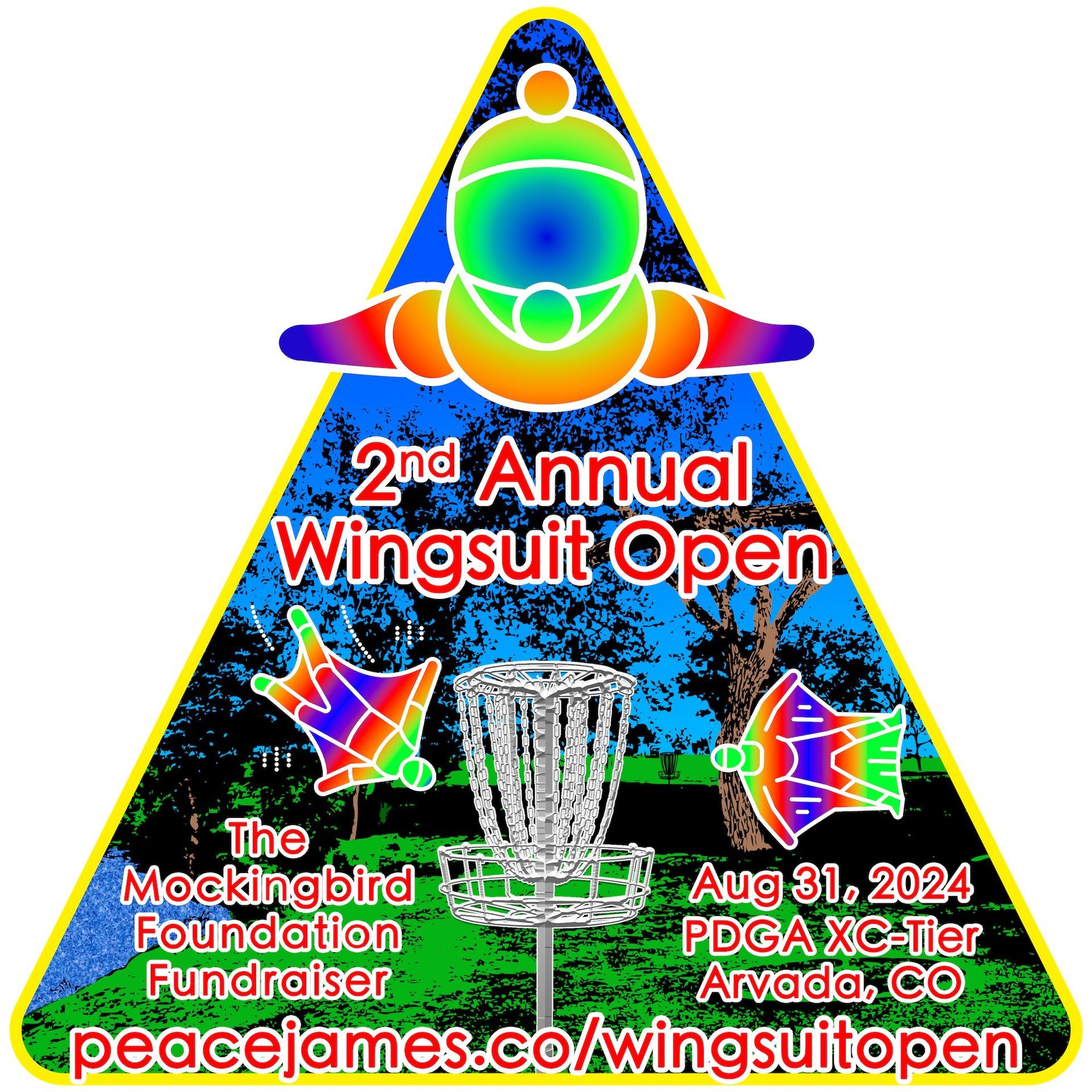 2024 Wingsuit Open Fundraiser disc golf tournament logo.