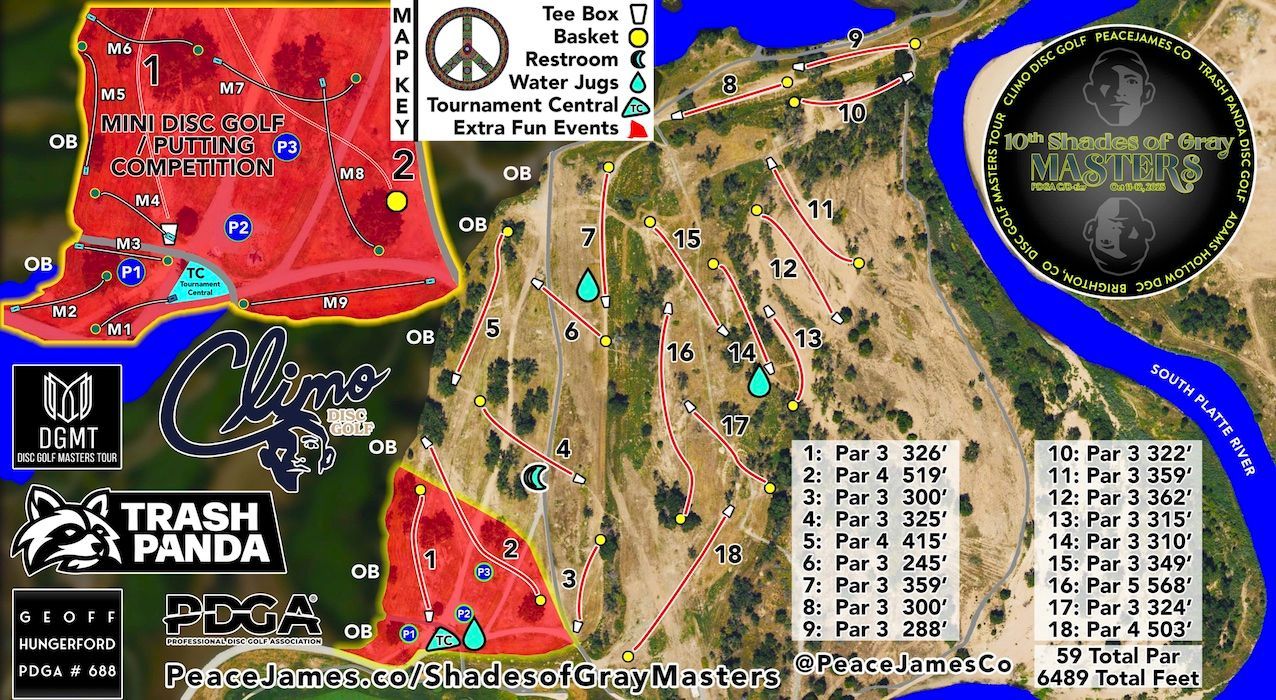 2025 10th Shades of Gray Masters disc golf tournament course map