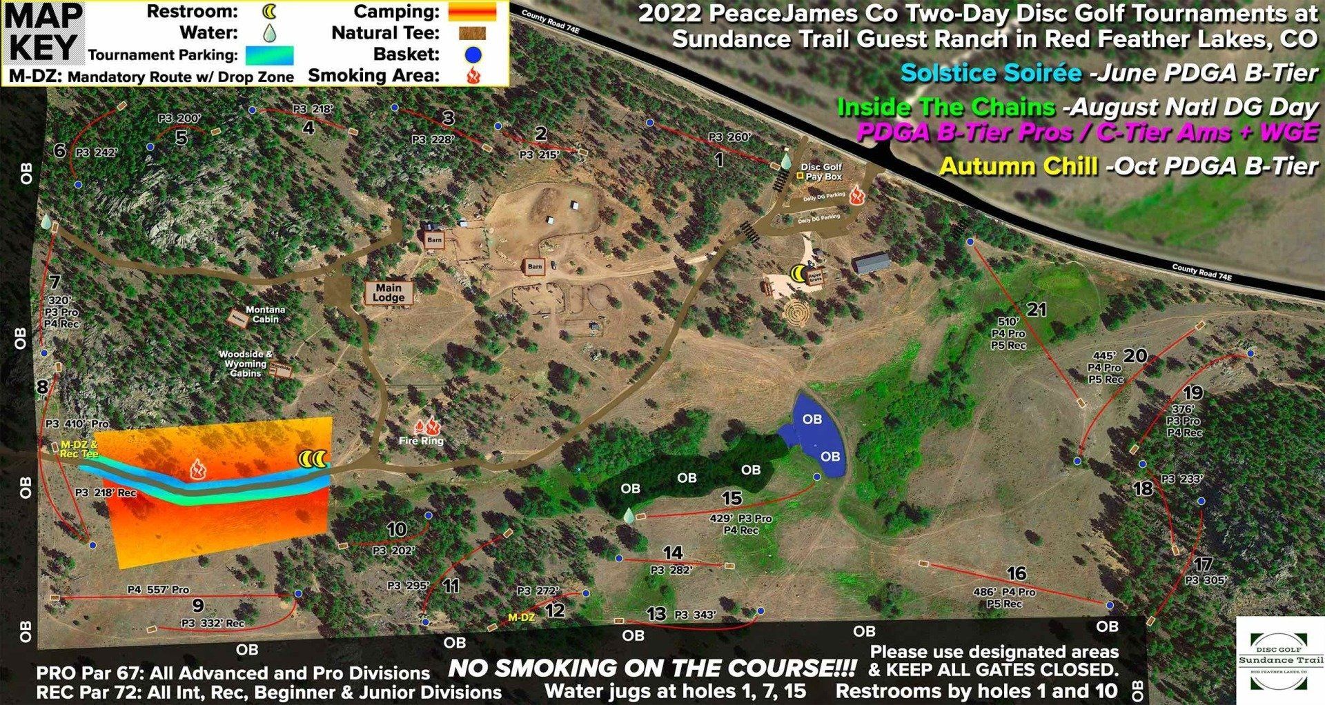 2022 PeaceJames Co Disc golf Tournaments at Sundance Trail Guest Ranch 1st Version Map