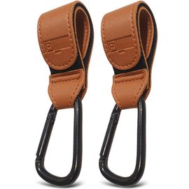 Stroller hooks | 2pack |  Leather Style straps | suitable for buggy,  prams and pushchairs | quality materials