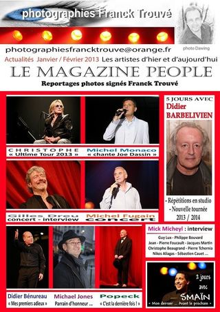 Didier Barbelivien / Michel Monaco / Gilles Dreu / Michael Jones / Christophe / Michel Fugain / Mick Micheyl / Popeck / Smaïn / Didier Bénureau / Simone Garnier photo franck trouvé