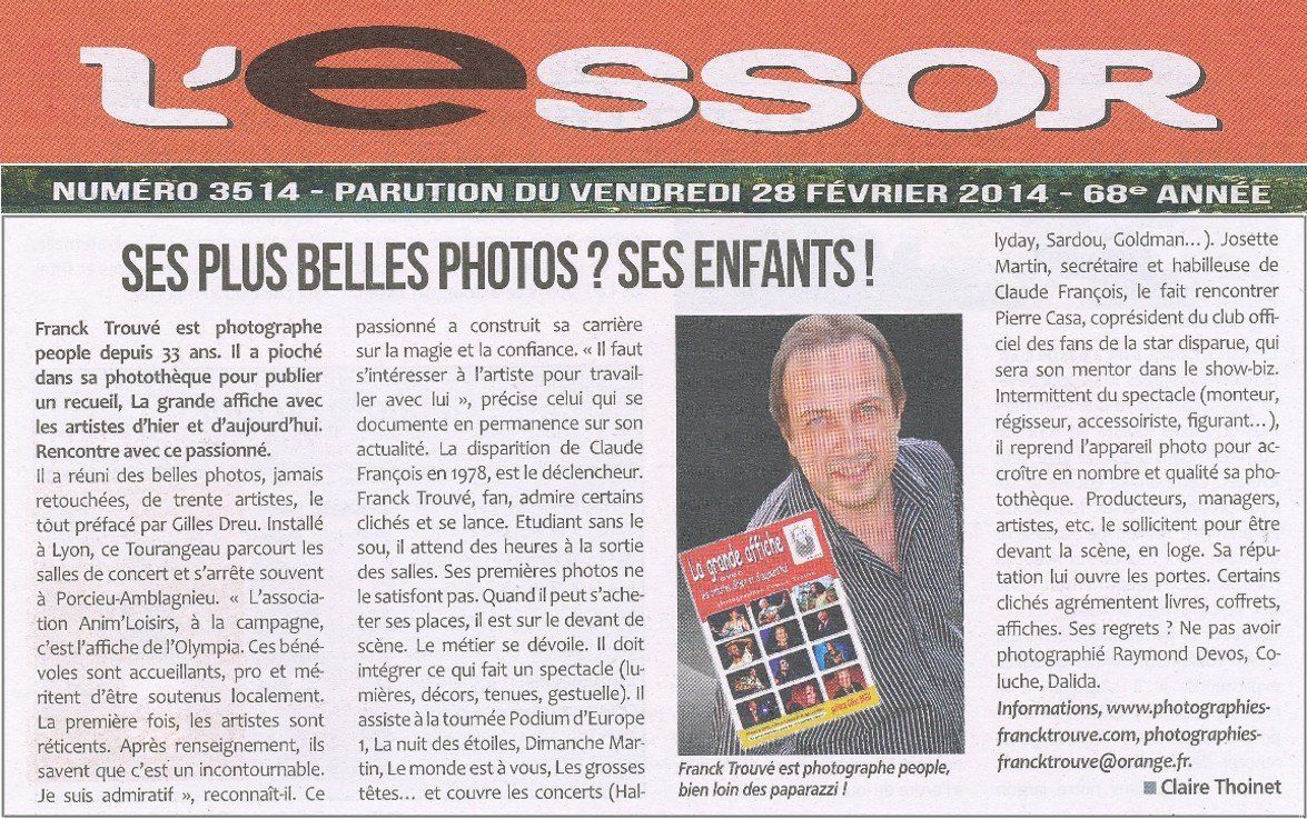 article presse l'essor photographe franck trouvé