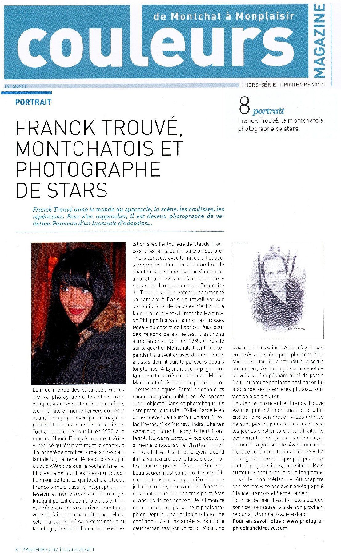 article presse couleurs magazine photographe franck trouvé