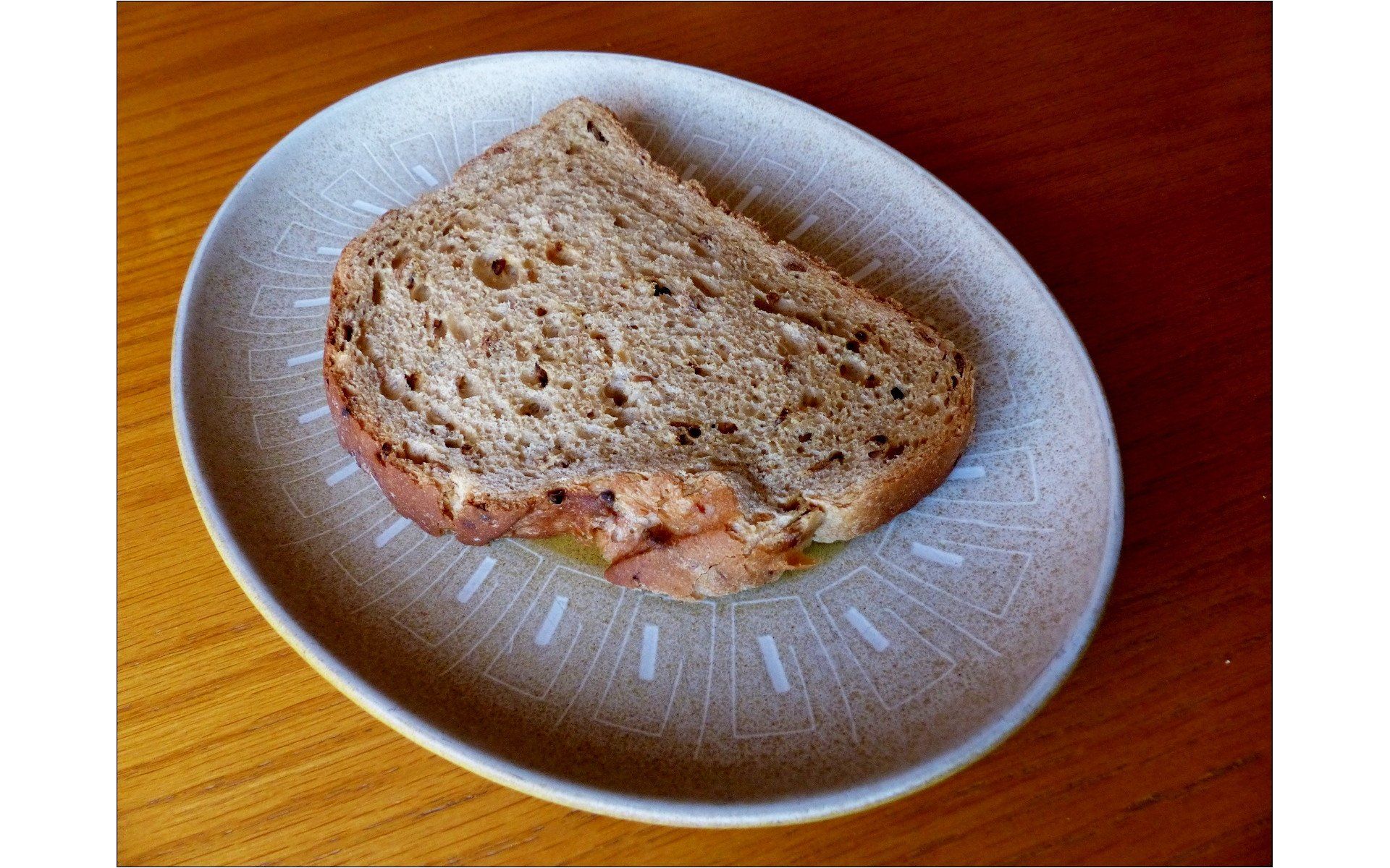 a slice of wholemeal bread on a plate