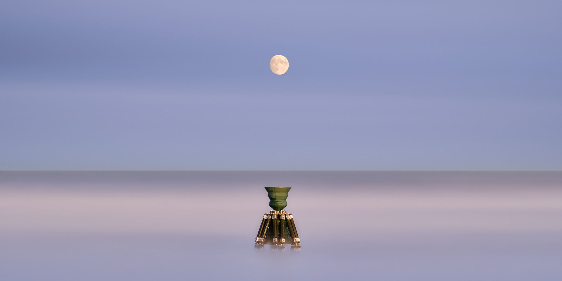 A view of the tidal bell on the beach at Mablethorpe