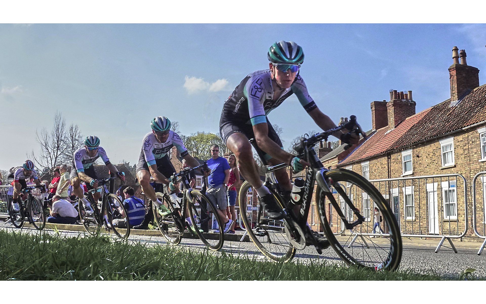 a cycling race through the town