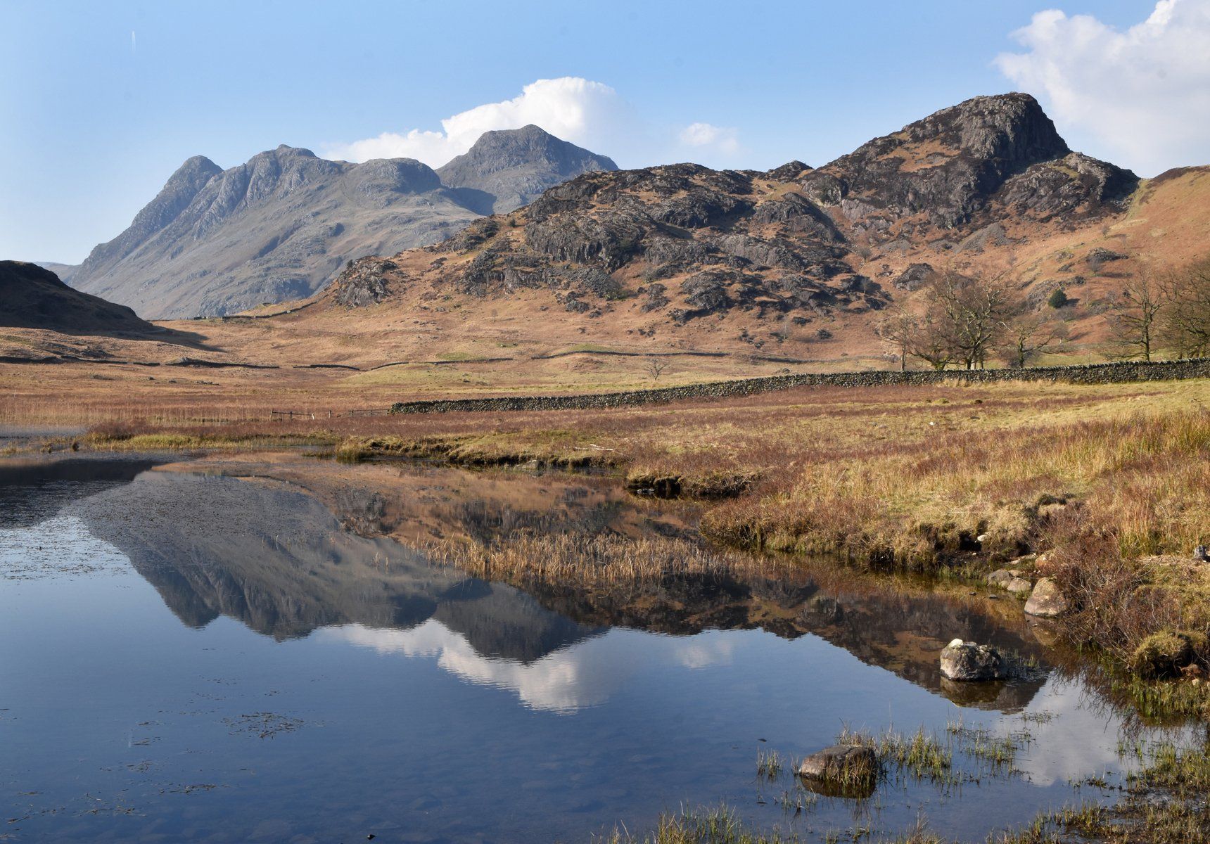 a reflected mountain in the lake district