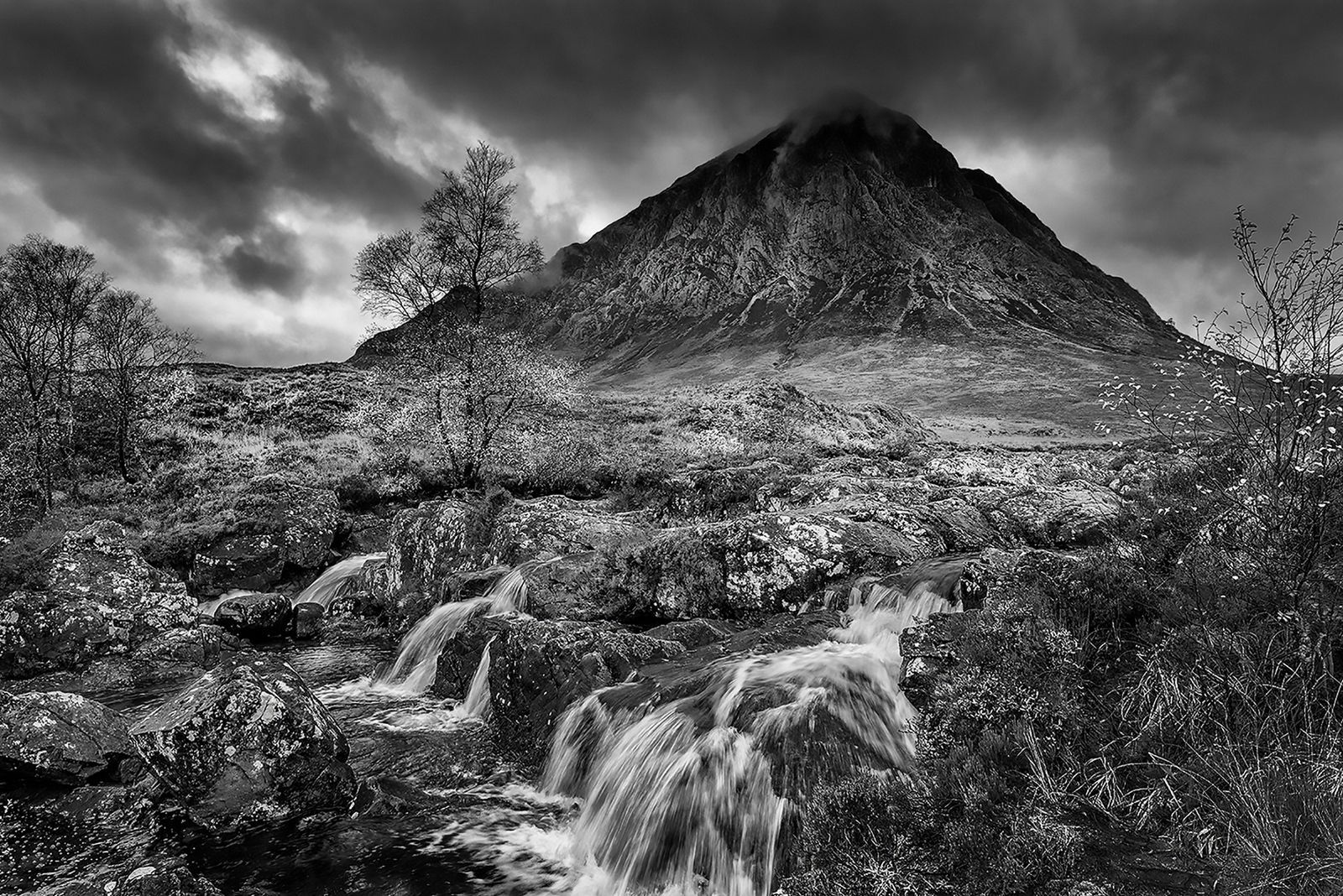 a landscape monochrome view of Glencoe
