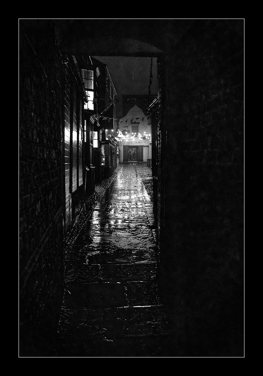 A dark passage in the rain