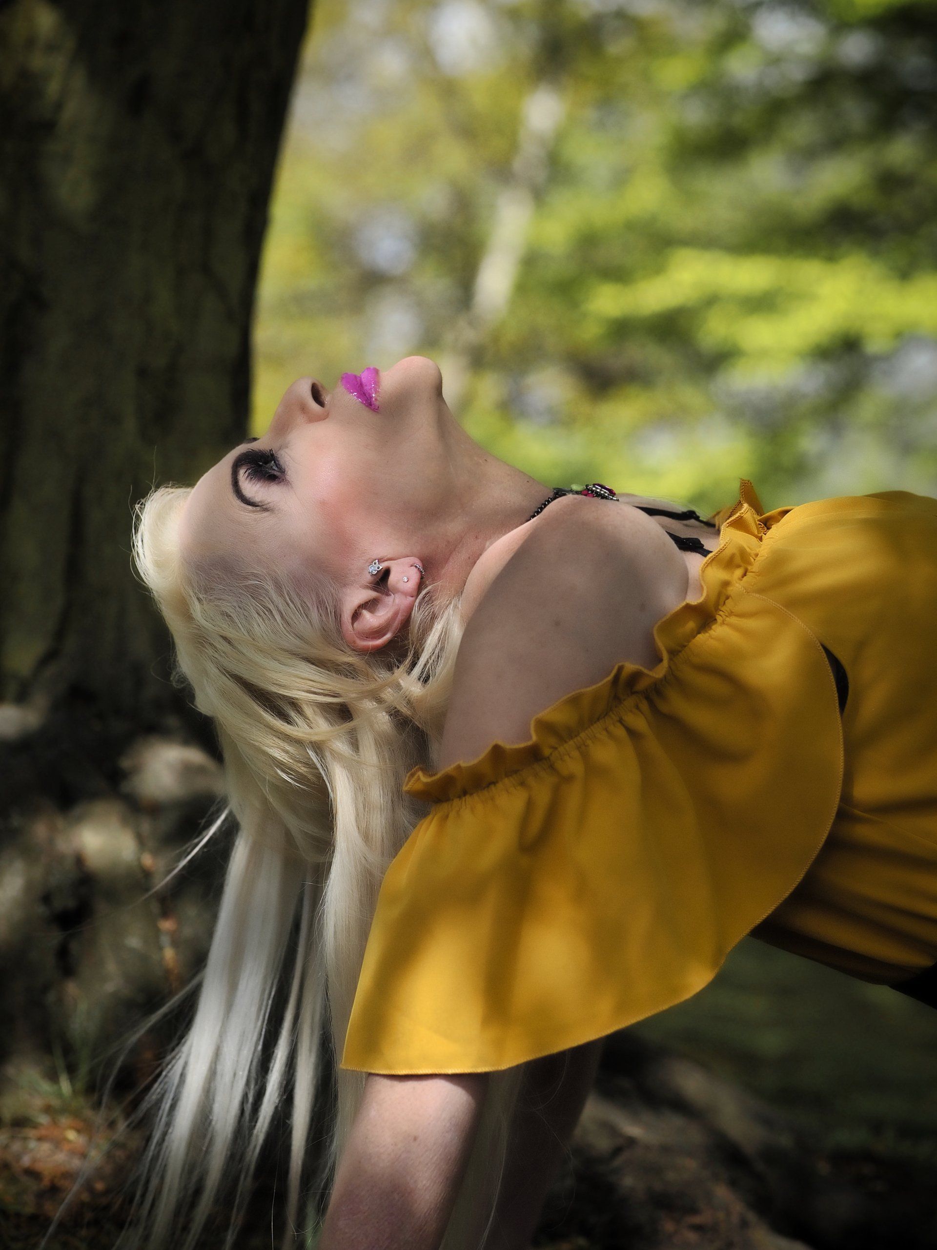 a female model photographed in a local park