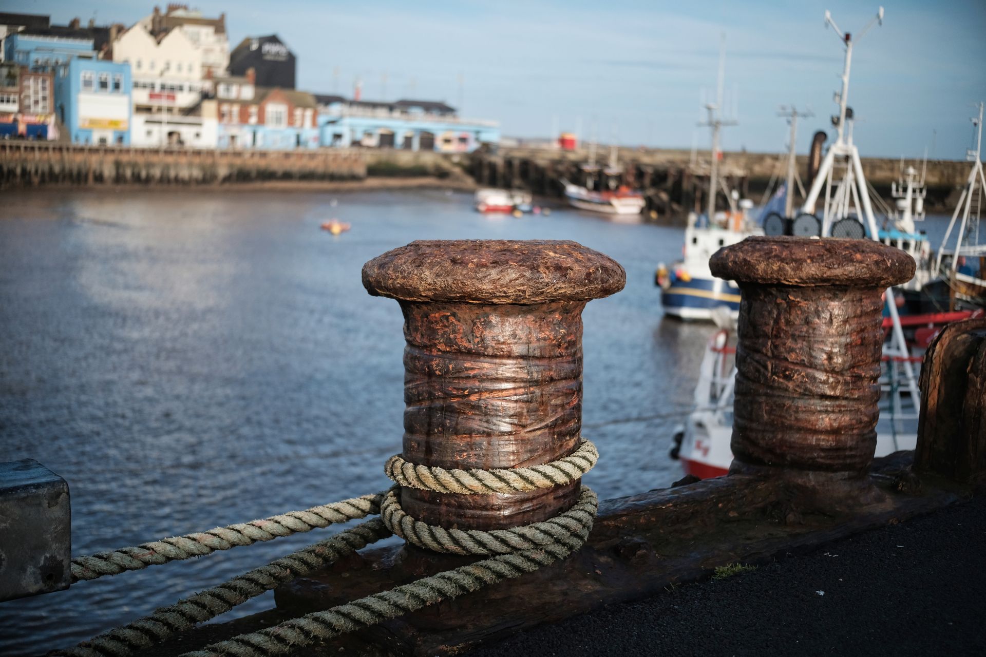 Mooring bollards at Bridlington harbour