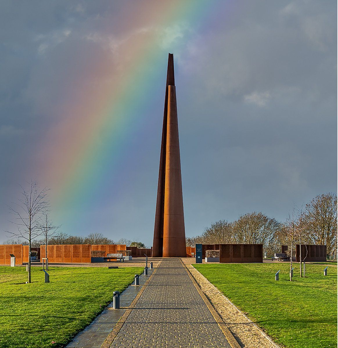 a view of the international bomber command monument in lincoln