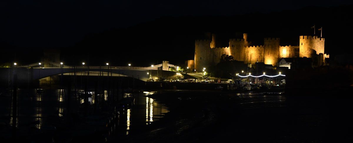 a night view of Conwy Castle