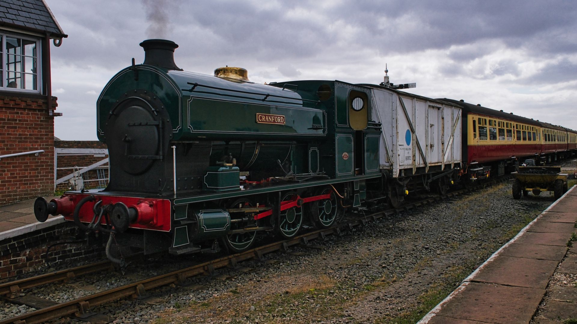 a steam locomotive at Ludborough station on a Lincolnshire heritage line.