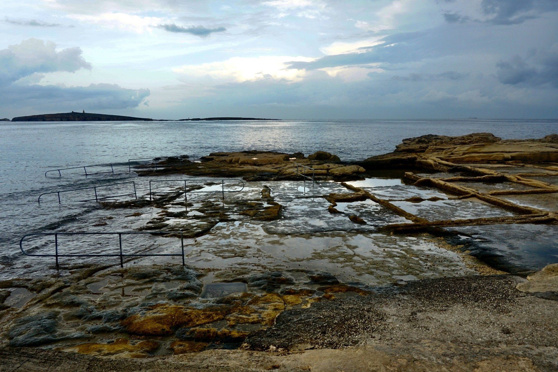 view of salt pans at saint pauls bay, malta