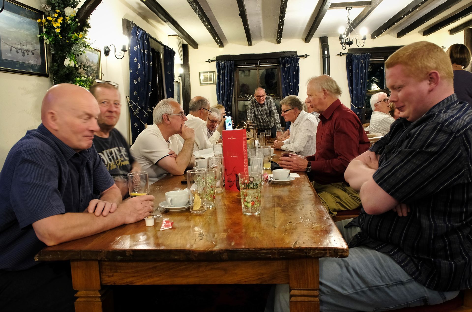 a congenial meal at a table