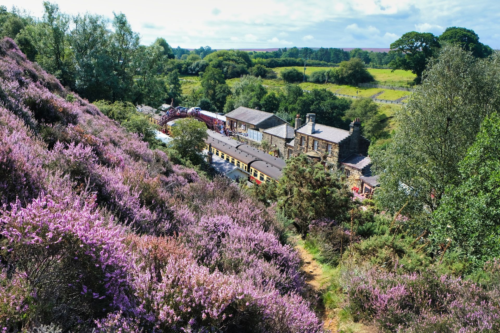 Goathland railway station from the moors