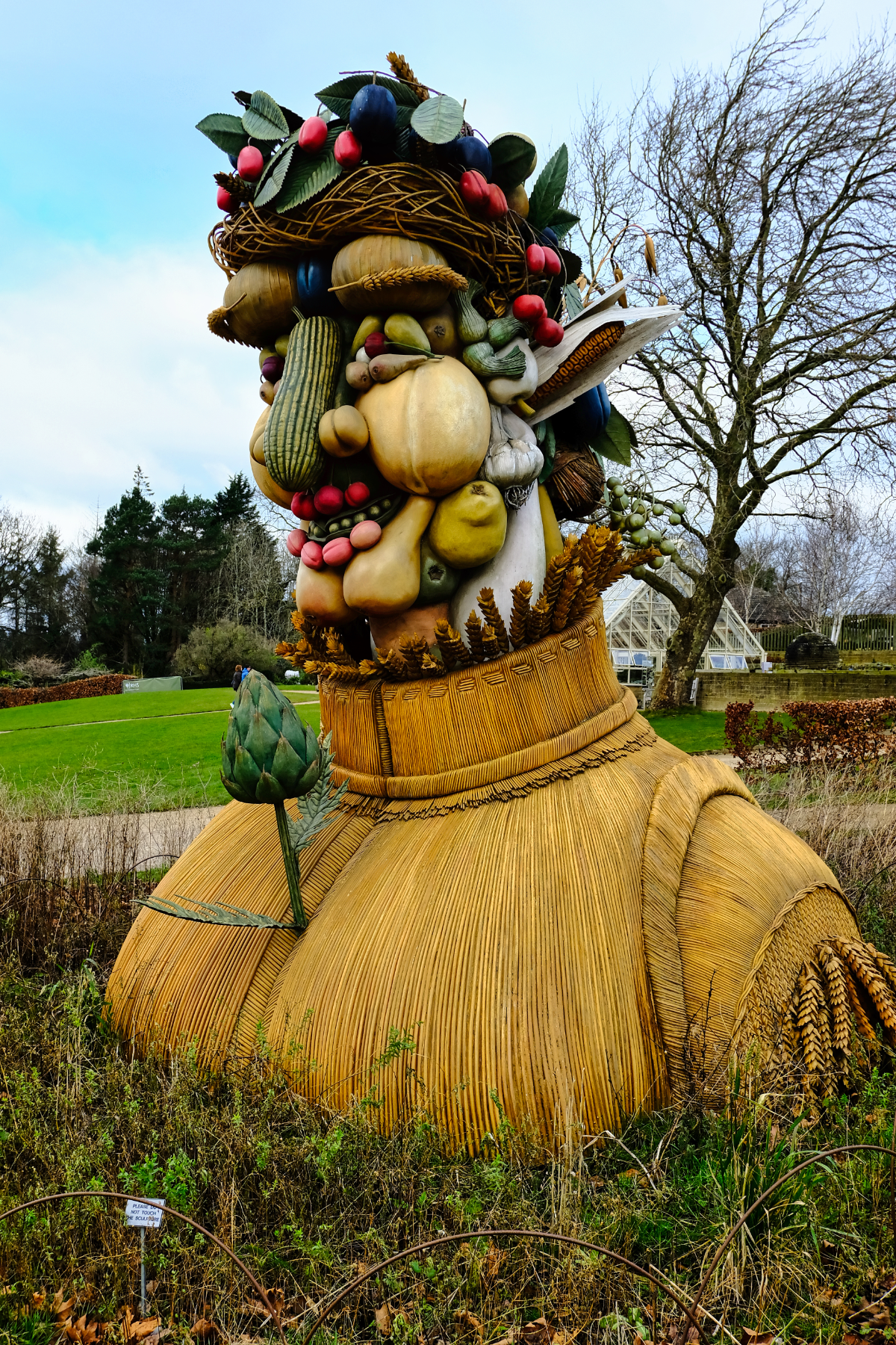 a vegetable man sculpture at harlow carr