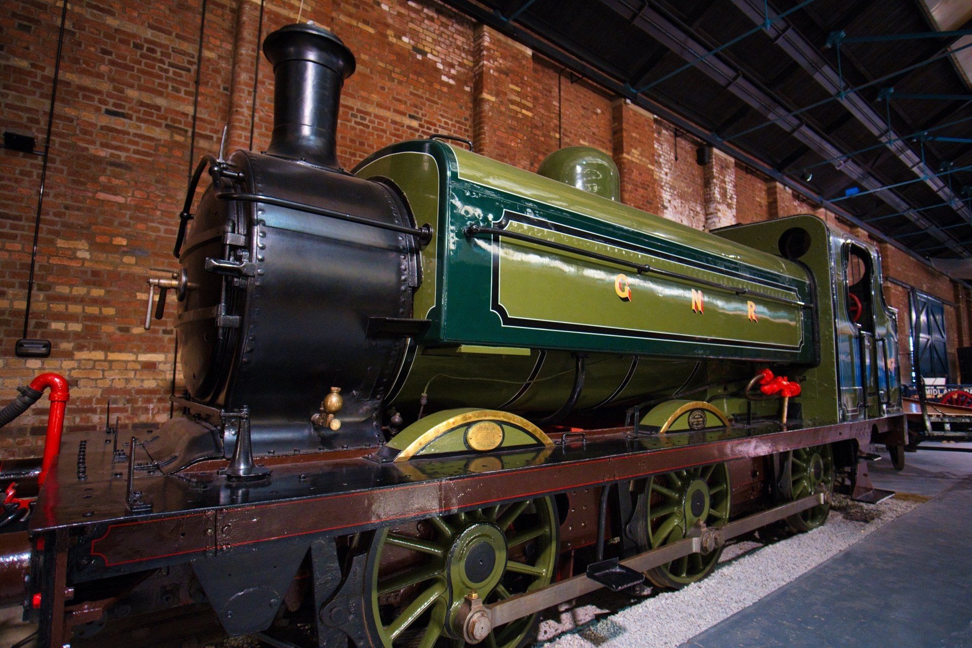 a locomotive in the goods shed at the national railway museum