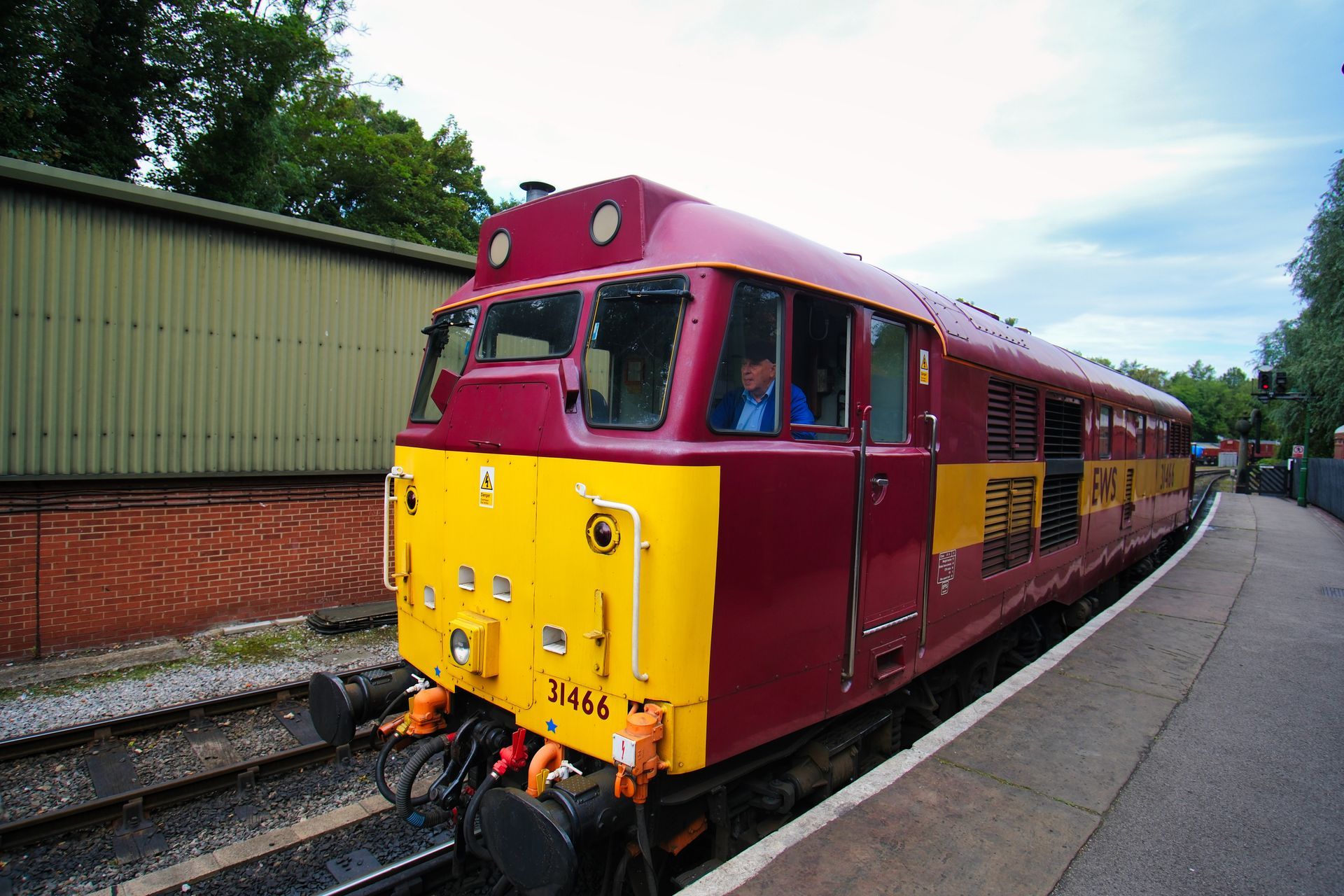 a class 31 EWS livery diesel at Pickering
