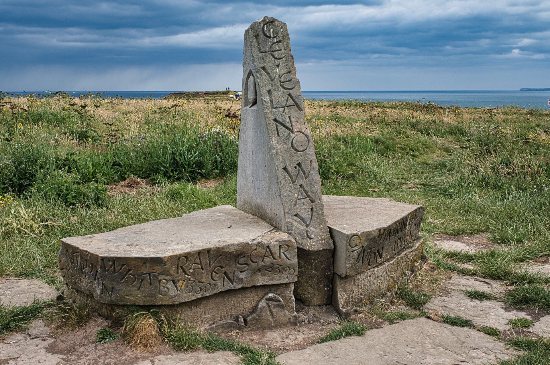the cleveland way marker on the coastal path