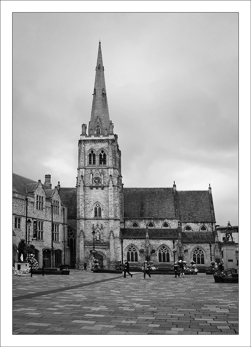 Durham by Paul Malley a monochrome view of Durham city square, and cathedral