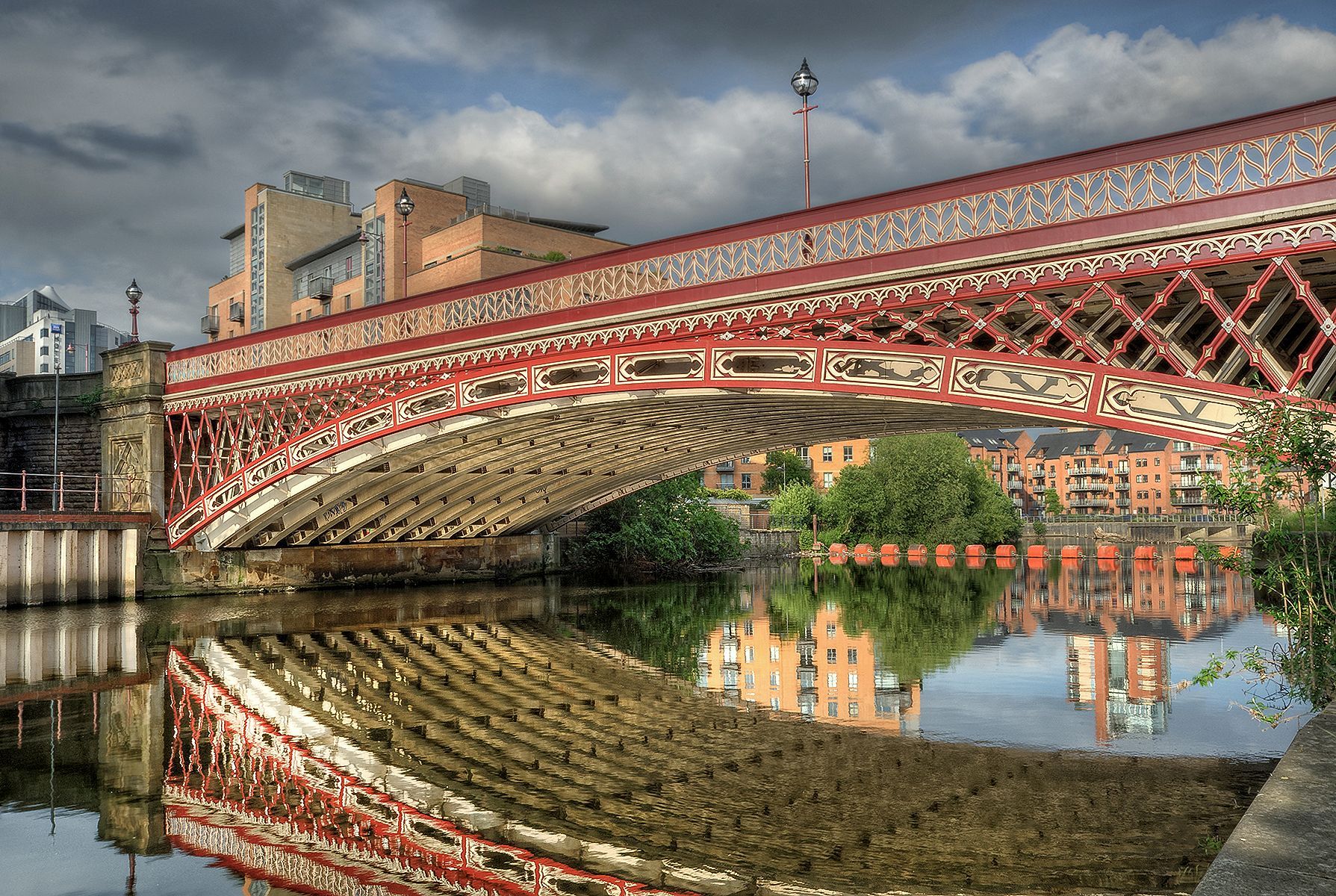 An evening view of Crown Point Bridge, Leeds