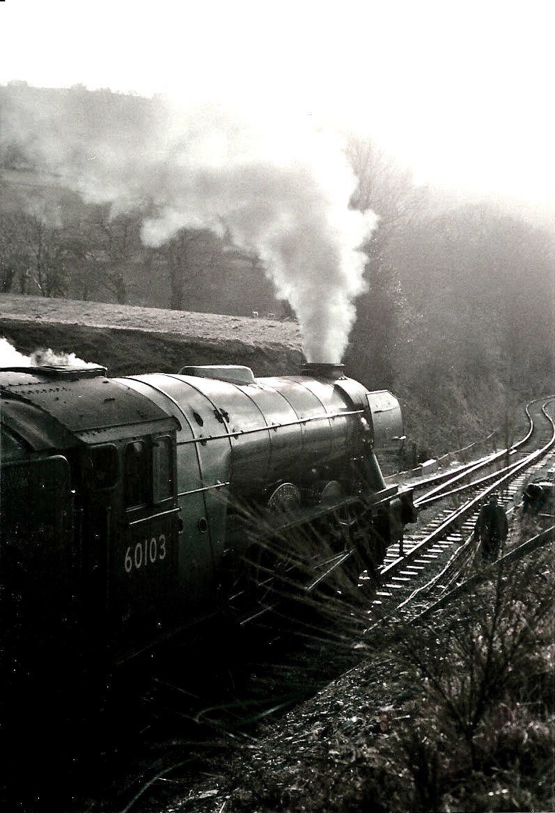 Photo by: Derek Smith the flying scotsman locomotive steaming into the sunset