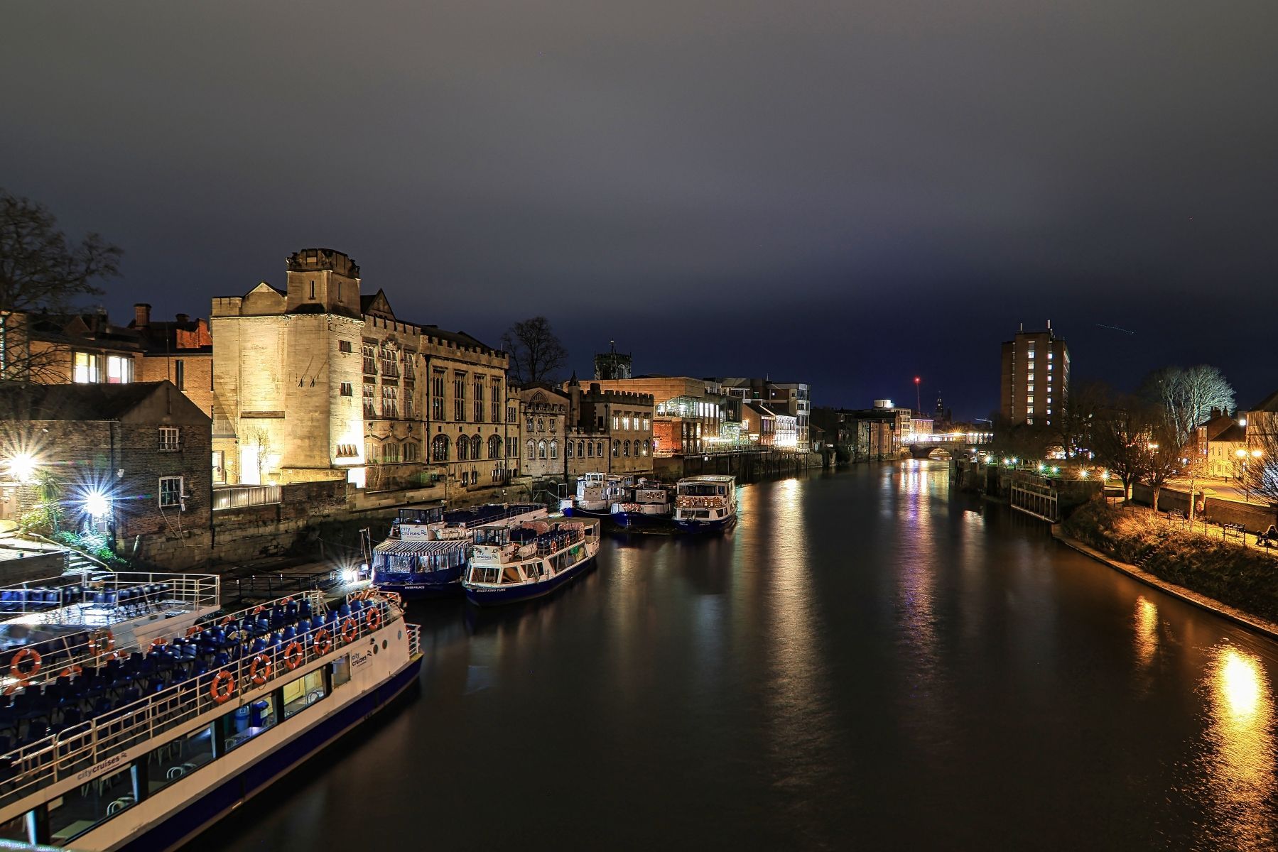 A view of the river in York at night