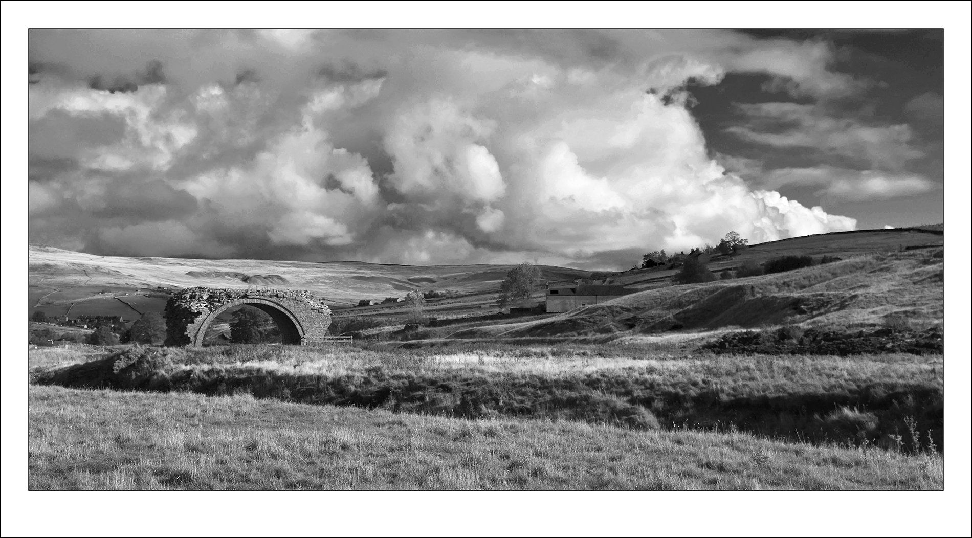 Photo by Graham Harrison, editing by Paul Malley a monochrome view over moorland