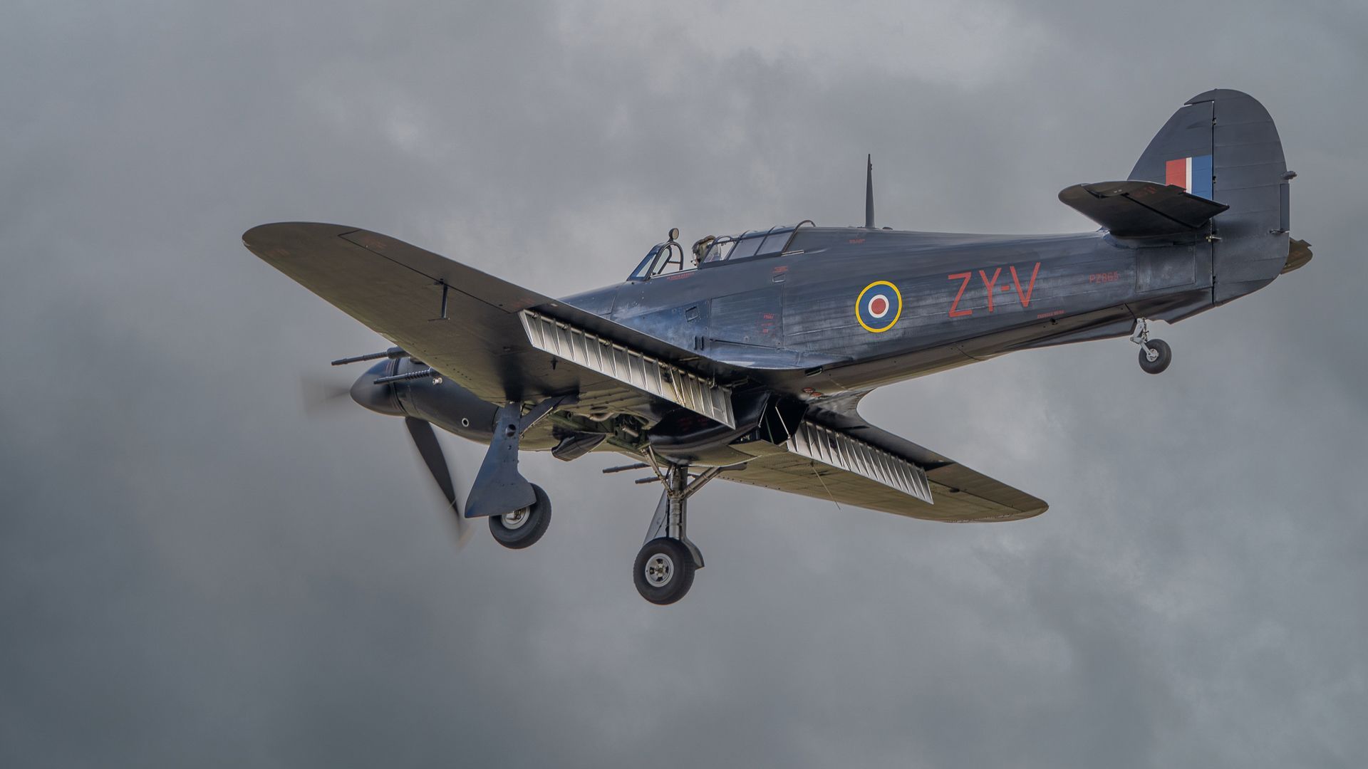 a Hurricane aircraft on approach to land