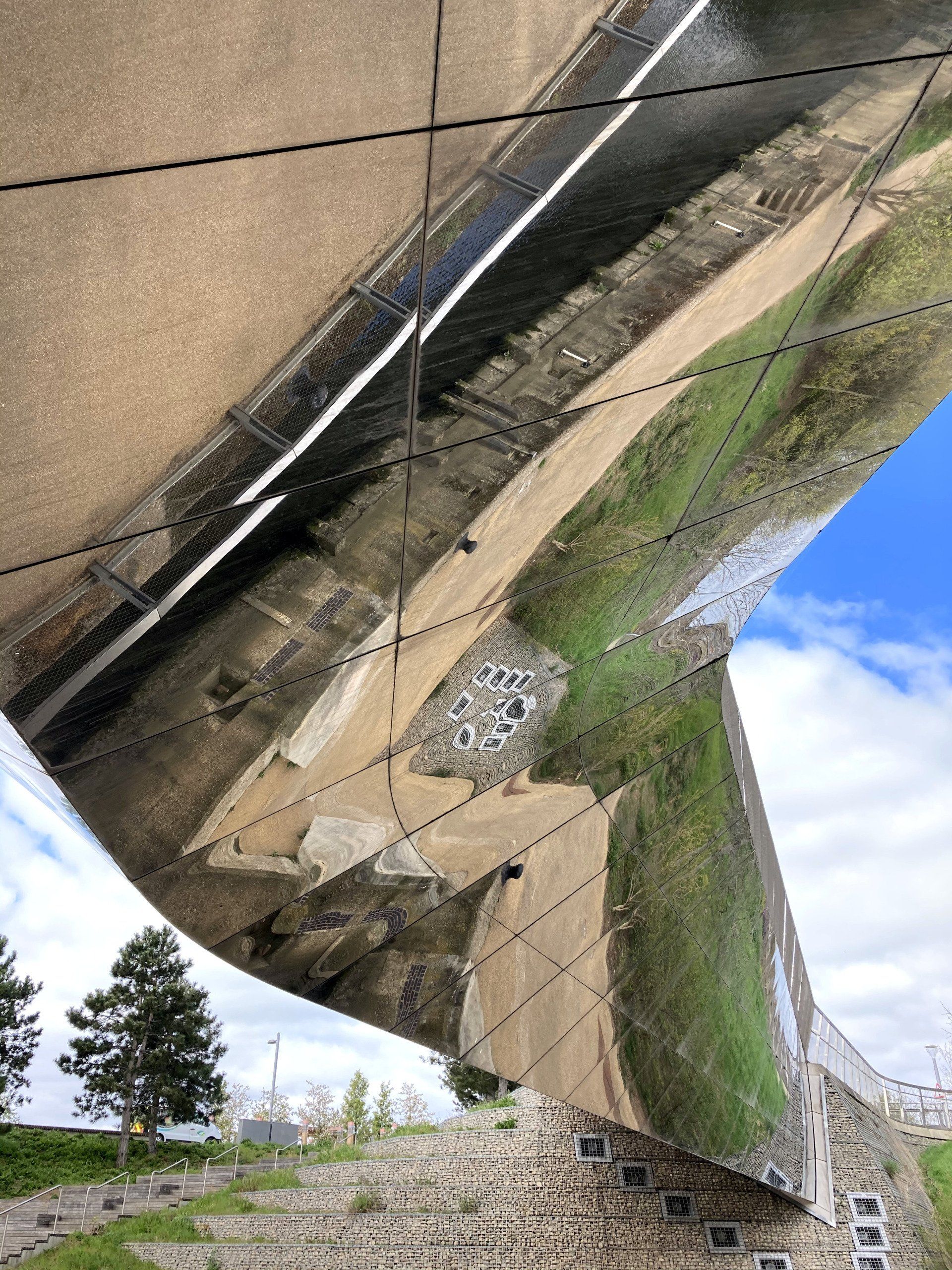 a mirror tiled bridge