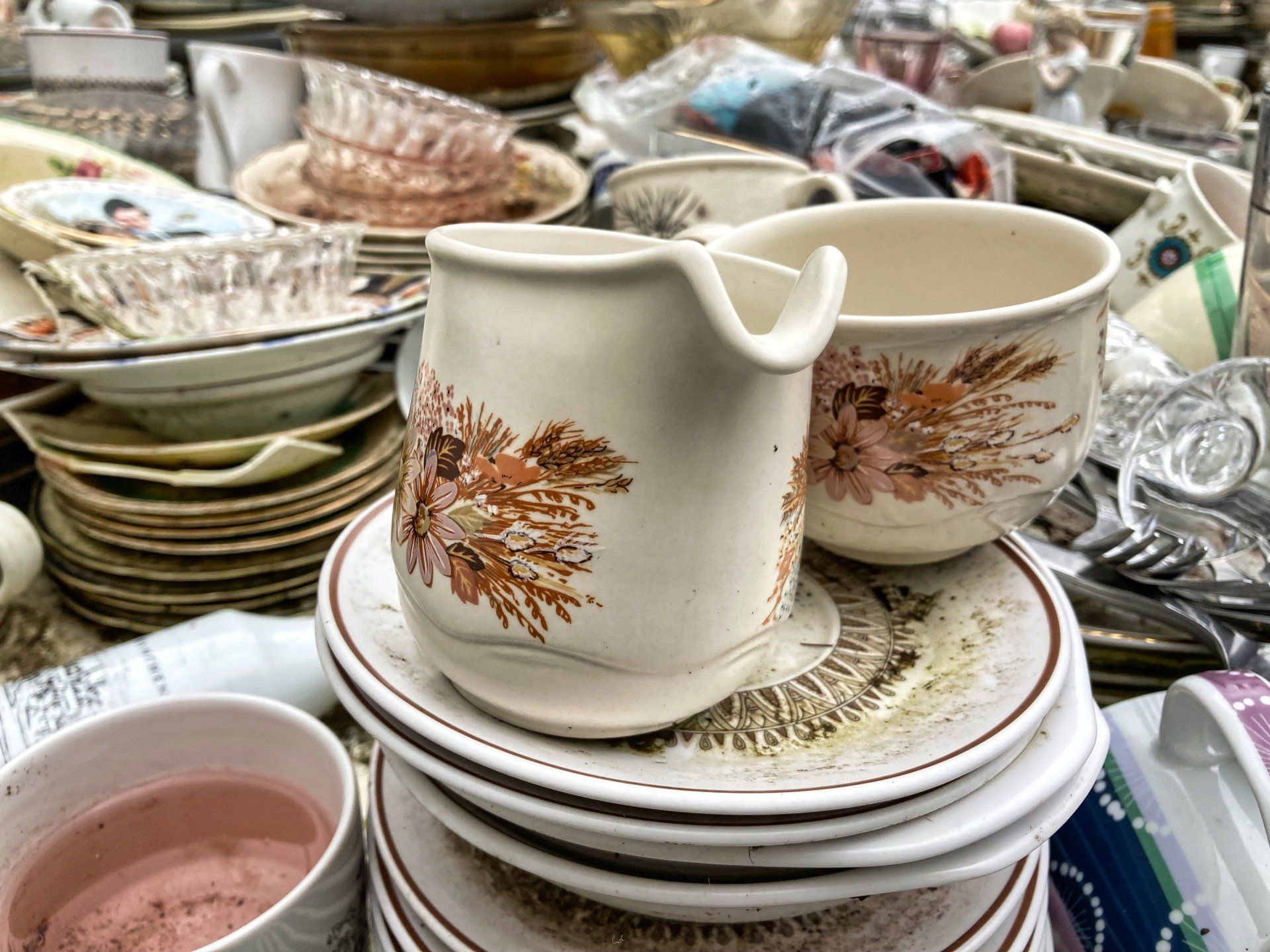 stacked crockery
