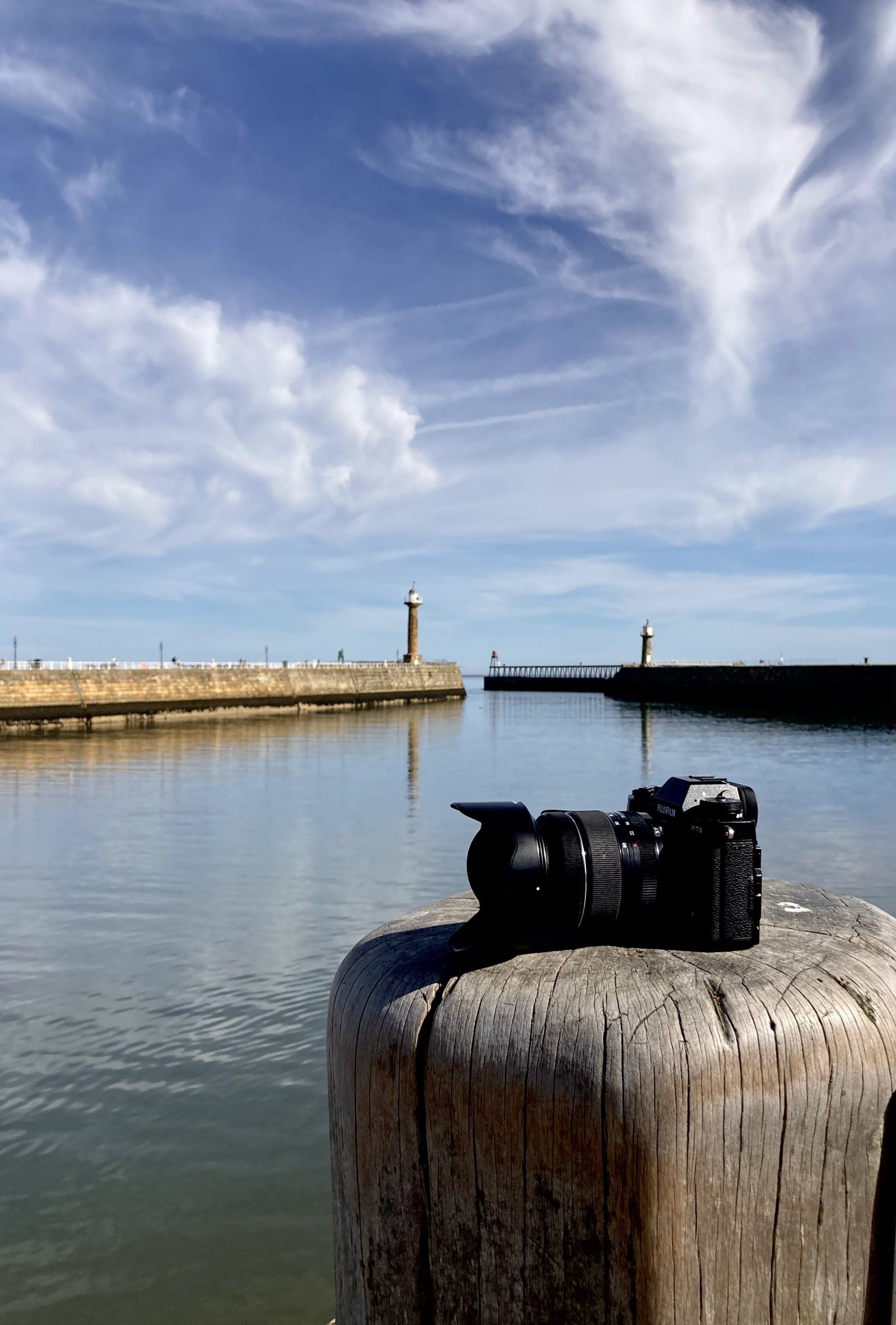 a camera on a post at whitby